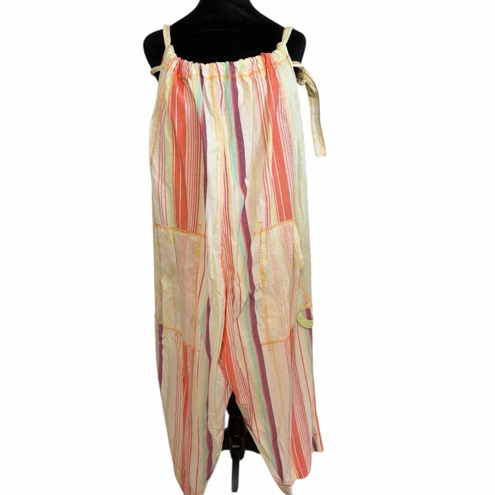 Free People dream in color convertible Yellow Striped Pants/Romper, jumpsuit,NWT - Picture 2 of 8